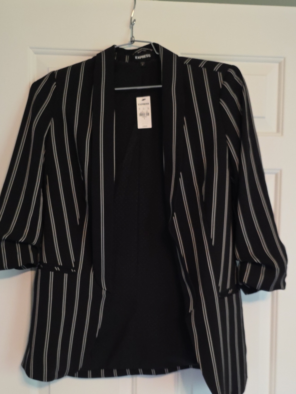 NWT Express Black Blazer with White Pinstripes
